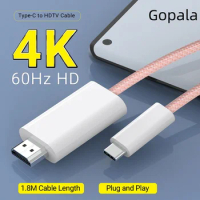 4K@60Hz USB Type C to HDTV 6ft Cable Thunderbolt 4/3 Compatible for iPhone 15 Pro Max MacBook Air 2023 iPad and More