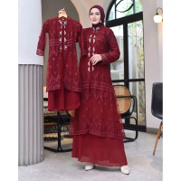 Cod Gamis Yasmin Outher Lepas Pasang / Gamis Busui Friendly / Gamis Outher Couple Ibu dan Anak / Gam