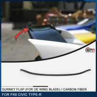 For FK8 Civic Type R ES Style Carbon Fiber Gurney Flap (For OEM Wing Blade) Glossy Carbon Spoiler Lip Add On Splitter For FK8
