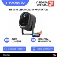 Cheerlux H1 Android Proyektor Wifi Mirroring ke HP Terdapat Handle Tripod 2000 Lumens 720P Elektrik
