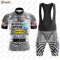 Retro Team Cycling Jersey Set for Men, Road Bike Equipment, Cycling Shirt, Clothing, Shorts, Quick Dry, Black and White