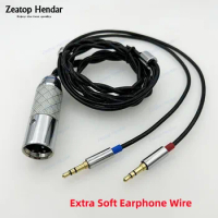 Rhodium Plated XLR 4Pin Male to Dual 3.5mm 6N Copper Silver Alloy Upgrade Earphone Wire for HIFIMAN HE400 SONY Z7 Denon AH-D7200