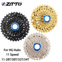 ZTTO Bicycle 11 Speed Black Gold Sprocket Integrated Freewheel Bike Cassette 11S 28/30/32/34T HG Str