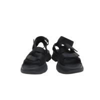 【二手名牌BRAND OFF】Alexander MCQueen 亞歷山大麥昆 黑色 黑色 牛皮 科技布料 Tread 涼鞋 #36