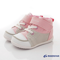 ★日本月星Moonstar機能童鞋-2E護踝高筒運動寶寶鞋-MSCNB12361粉灰(寶寶段)