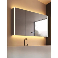 Smart bathroom mirror cabinet, bathroom mirror with lamp, wall-mounted wall mirror box and heightened integrated cabinet