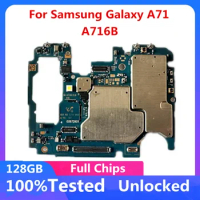 Original Mainboard For Samsung Galaxy A71 A716B 128GB Eu Version Logic Boards 128G 5g Unlocked Motherboard Working Plate Test