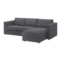 VIMLE 三人座沙發, 含躺椅/gunnared 灰色, 252x98x48 公分