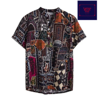 Kemeja pria jumbo big size retro vintage modern baju lebaran FMI02