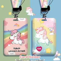 Unicorn Dinosaur ID card holder tali lanyard transportasi motif kartun untuk sekolah kantor pelajar 