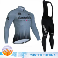 Tour Giro d'Italia Winter Thermal Fleece Cycling Jersey Sets Outdoor Riding MTB Ropa Ciclismo Bib Pants Set Cycling Clothing