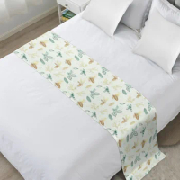Christmas Flower Watercolor Leaf Bud Bed Runner Luxury Hotel Bed Tail Scarf Decorative Cloth Home Bed Flag Table Runner