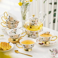歐式陶瓷玻璃壺花茶具套裝家用輕奢高檔耐熱玻璃水果茶壺加熱蠟燭