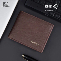 [เก็บเงินปลายทาง] LouisWill Men's Wallet RFID Wallet Simple Short Wallet Soft PU Business Wallet Mul