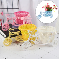Small Tricycle Bicycle Flower Basket Vase Storage Home Table Desk Decor Wedding Decoration Plastic Tricycle Design Flower Pot
