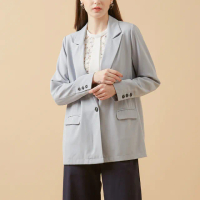 【MASTINA】素面休閒西裝-女長袖外套 素面 藍 粉(二色/版型適中)