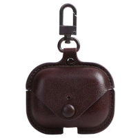 3D Headphone Case for Airpods Pro Case Leather Luxury Cover for Apple AirPods Pro Cases Earphone Bags Straps,Dark Brown