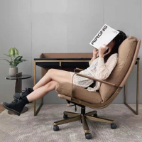 Light Luxury Retro Leather Office Chair Backrest Armchair Mobile Ergonomic Computer Lift Swivel Chair Desk 접이식 의자 Cadeiras Home