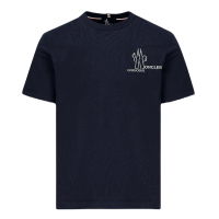 MONCLER 春夏新款 男款 胸前品牌LOGO 短袖T恤-深藍色(S號、M號)