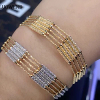 LUOWEND 100% 18K Yellow Gold Bracelet 5.2gram Fashion Design Metal Style Exquisite Engagement Bracelet for Women Christmas Gift