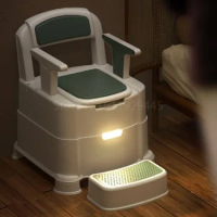 Elderly Induction Light Toilet Chair Portable Seat for Pregnant Adults Household Movable Commode Chair with Odor Control