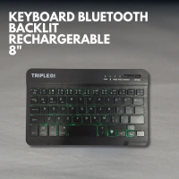 Bluetooth Wireless Keyboard LED Backlit 8 inch 3 in 1 for Komputer Laptop PC HP Tablet Silent Click 