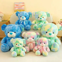 New Rainbow Bear Doll Hugging Bear Plush Toy Teddy Bear Comfort Doll Birthday Gift Pillow