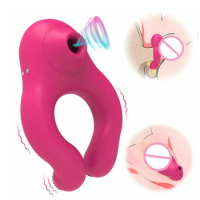 Sucking Clitoral Stimulator Delayed Ejaculation Ring Vibrator Vibration Sucking Licking Masturbator Scrotum Massager Couple 18+