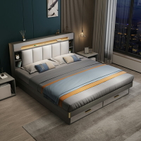 雙人床 現代簡約 主臥床小戶型雙人婚床 高包 收納 儲物包體床