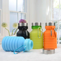 550ML Portable Silicone Water Bottle Retractable Folding Coffee Bottle Outdoor Travel Drinking Collapsible Sport Drink Kettle