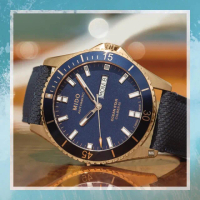 【MIDO 美度】Ocean Star 200海洋之星潛水錶 PVD玫瑰金藍織帶款-加上鍊機＆錶盒M6(M026.430.36.041.00)