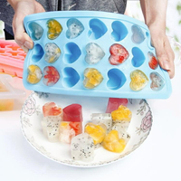 創意心形矽膠冰格帶蓋子凍冰塊模具制冰盒耐高溫糖果巧克力模具