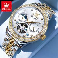 OLEVS Men's Watch Luxury Original Flywheel Skeleton Design Automatic Mechanical Watch Business Multifunctional Waterproof Watch