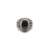 Cincin Ring Ukir Rangda Barong Besar Batu Permata Onyx Perak Silver Bali Asli 925 Pria Laki Wanita C