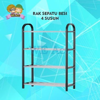 Rak Sepatu 4 Susun Minimalis / Shoe Rack Stainless Besi Tebal / Tempat Penyimpanan Sandal Super Koko