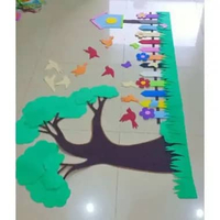 ready new 1 Set (150cm x 120 cm) Hiasan Dinding Spon Eva Pohon Pagar Rumput Bunga Kupu Pojok Baca Se