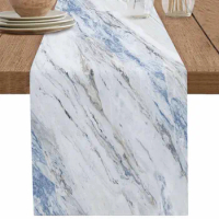 Marble Pattern Abstract Modern White Table Runner Country Wedding Decoration Tablecloth Hotel Dining Table Kitchen Table Mats