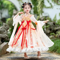 2025 Hanfu Children's Summer Style Super Fairy Princess Dress Girls' Dress Chinese Style Girl Ancien