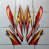 striping motor / stiker lis honda megapro 2005 std full hitam-merah