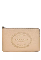Coach Coach Large Corner Zip Wristlet With Coach Heritage - Beige