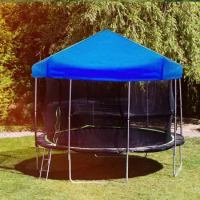 Trampoline Protective Cover Anti-UV Foldable Sunshade Cover Blue Sunproof Trampoline Cover With Straps Space Saving Cover For