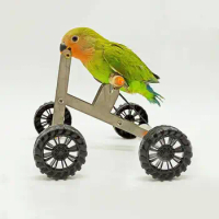 1 Set Parrot Training Bicycle Toy Funny Bird Cockatiel Conure Parakeet Mini Metal 4-Wheels Bike Foot Exercising Educational Toy