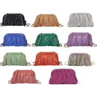 Evening Bag Pleated Chain Bag Party Banquet Lady Purse Crossbody Bag