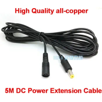 100pcs High-quality all-copper DC Power Female to Male Plug Cable adapter DC extension cord 5M 5 Meter 16.4FT 5.5mm x 2.1mm Free