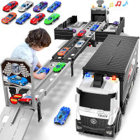 Carrier Truck Race Track Toddlers Toys Foldable 3 Layer Track Playset Toy Truck Transport Car Carrie