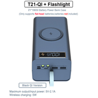 DIY kimpalan percuma 21*18650  penyimpanan bateri PD 22.5W kes pengecas cepat 18650 kuasa Bank kes 1