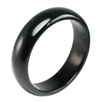 【漢石齋】天然和田玉 手鐲玉鐲 黑青玉(手圍19.8/版寬18.7mm)