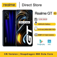 Realme GT 5G Android 11 Cell Phones 6.43" 16MP Front Camera NFC Smartphone Snapdragon 888 Octa Core 4500mAh 65W Flash Charging