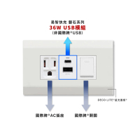易智快充 國際牌Panasonic DECO LITE星光面板(AC三孔插座+36W USB插座+LED電源開關)