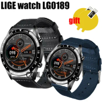 3in1 for LIGE LG0189 Watch Strap Smart watch Band Nylon Canva Wristband Belt Screen Protector